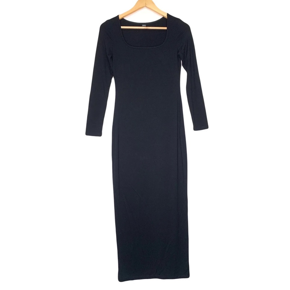 Shein Long Bodycon Dress Womens XS Black Long Sleeves - Mortician Addams vibes
